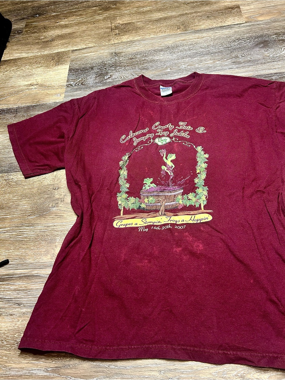2007 Calaveras County Fair Jumping Frog Jubilee Graphic Tee Burgundy XL